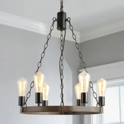 Buy 😍 The Gray Barn Flying Turtle Farmhouse Wagon Wheel Chandelier Pendant Lighting For Dining Room - D 20.5" X H 26.8" 👍