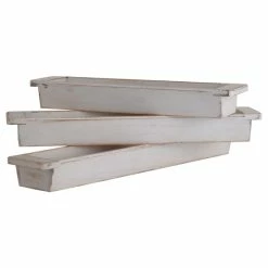 Hot Sale 👏 The Gray Barn Collection Of White Wash Wood Trays With Handles (Set Of 3) 🥰