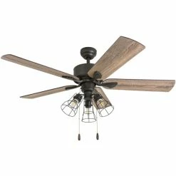 Cheap 🧨 The Gray Barn Hodeken Farmhouse 52-inch Aged Bronze LED Ceiling Fan In Cage Industrial 3-light 👏