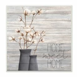Flash Sale 🧨 The Gray Barn Home Sweet Home Cotton Flowers In Vase Canvas Wall Art - 12 X 12 🥰