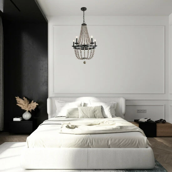 Wholesale 𧨠The Gray Barn Windy Bracken 5-light Boho Wood Bead Chandeliers Candle Empire Pendant Lighting - W21.6"xH36.2" π― 6 Wholesale 𧨠The Gray Barn Windy Bracken 5-light Boho Wood Bead Chandeliers Candle Empire Pendant Lighting - W21.6"xH36.2" π― - Image 4