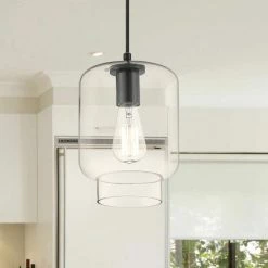 Promo 😍 The Gray Barn Modern Black 1-light Glass Pendant - 7.09"x 7.09"x 10.18"-47.24" ❤️