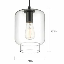 Promo 😍 The Gray Barn Modern Black 1-light Glass Pendant - 7.09"x 7.09"x 10.18"-47.24" ❤️ -The Gray Barn Shop unnamed file 5478