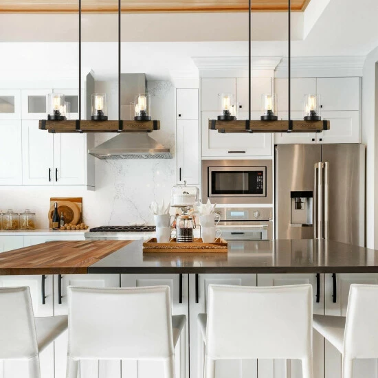 Wholesale π The Gray Barn Farmhouse 6-Light Wood Chandelier Glass Island Lights - L25.6"xW13.4"x H7.5" π 4 Wholesale π The Gray Barn Farmhouse 6-Light Wood Chandelier Glass Island Lights - L25.6"xW13.4"x H7.5" π - Image 2