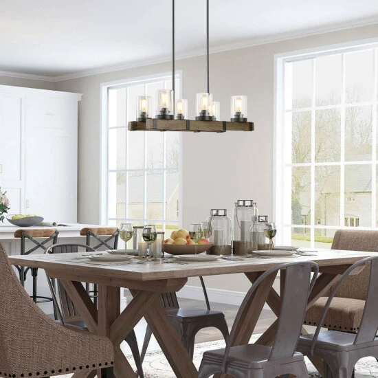 Wholesale π The Gray Barn Farmhouse 6-Light Wood Chandelier Glass Island Lights - L25.6"xW13.4"x H7.5" π 8 Wholesale π The Gray Barn Farmhouse 6-Light Wood Chandelier Glass Island Lights - L25.6"xW13.4"x H7.5" π - Image 6