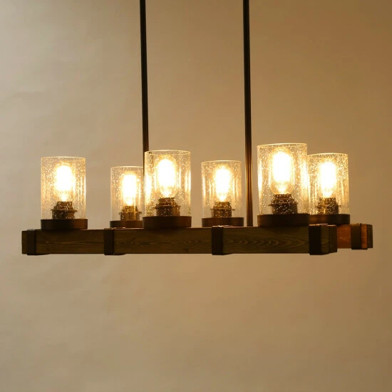 Wholesale π The Gray Barn Farmhouse 6-Light Wood Chandelier Glass Island Lights - L25.6"xW13.4"x H7.5" π 10 Wholesale π The Gray Barn Farmhouse 6-Light Wood Chandelier Glass Island Lights - L25.6"xW13.4"x H7.5" π - Image 8