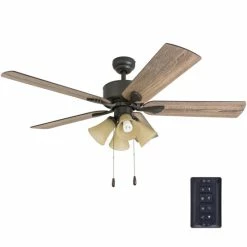 Cheap 🌟 The Gray Barn Rodenkirchen Farmhouse 52-inch Aged Bronze Ceiling Fan With Light In 3-speed Remote 😀