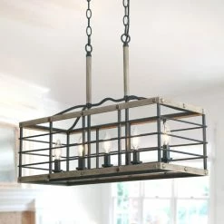 Wholesale 🤩 The Gray Barn 5-Light Light Wood Black Chandelier Linear Rectangle Island Light For Dining Room - L26" X W10.2" X H19.7" ⌛ -The Gray Barn Shop unnamed file 5606