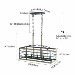 Wholesale 🤩 The Gray Barn 5-Light Light Wood Black Chandelier Linear Rectangle Island Light For Dining Room - L26" X W10.2" X H19.7" ⌛ -The Gray Barn Shop unnamed file 5607