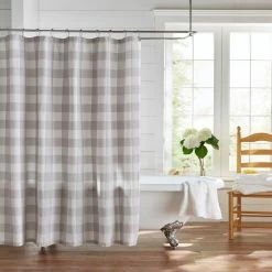 Hot Sale 💯 The Gray Barn Emily Gulch Buffalo Check Shower Curtain Gray/white 😉