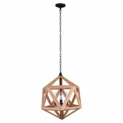 Discount 🥰 The Gray Barn Bramble Abode 3-light Geometric Wood Chandelier 👏