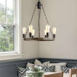 Hot Sale 😉 The Gray Barn Farmhouse Wagon Wheel 6-lights Chandelier For Kitchen Island,Diving Room - D20.5" X H26.8" 🧨 -The Gray Barn Shop unnamed file 5689