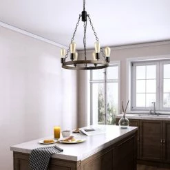 Hot Sale 😉 The Gray Barn Farmhouse Wagon Wheel 6-lights Chandelier For Kitchen Island,Diving Room - D20.5" X H26.8" 🧨 -The Gray Barn Shop unnamed file 5691