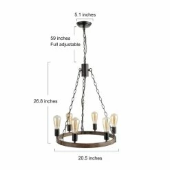 Hot Sale 😉 The Gray Barn Farmhouse Wagon Wheel 6-lights Chandelier For Kitchen Island,Diving Room - D20.5" X H26.8" 🧨 -The Gray Barn Shop unnamed file 5693