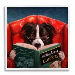 Cheap ⌛ The Gray Barn 🦮 Dog Reading 'Herding Sheep For Dummies' Funny Painting Framed Art, Design By Artist Duy Huynh - Multi-Color ✨ -The Gray Barn Shop unnamed file 5702
