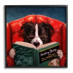 Cheap ⌛ The Gray Barn 🦮 Dog Reading 'Herding Sheep For Dummies' Funny Painting Framed Art, Design By Artist Duy Huynh - Multi-Color ✨ -The Gray Barn Shop unnamed file 5707