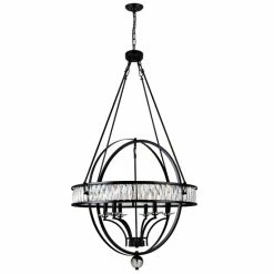 Best deal 🔔 The Gray Barn Stormy Roost 6-light Black Globe Chandelier With Crystals 🔥