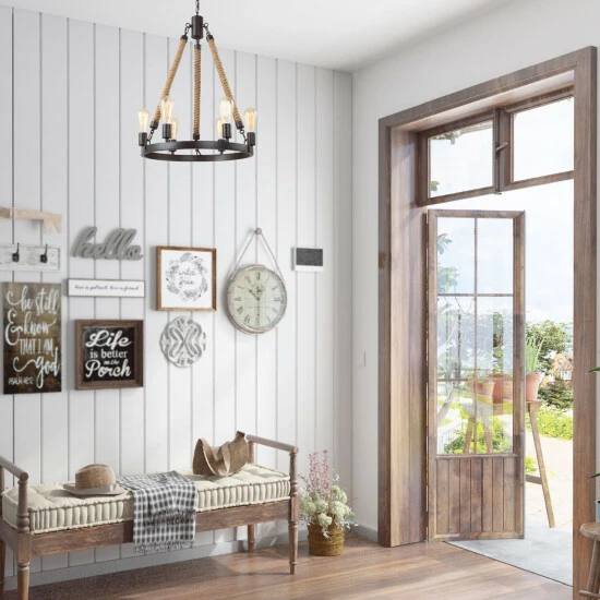 Wholesale π The Gray Barn Farmhouse 6-light Wagon Wheel Pendant Lights - W20.5"xH26.5" π 5 Wholesale π The Gray Barn Farmhouse 6-light Wagon Wheel Pendant Lights - W20.5"xH26.5" π - Image 3