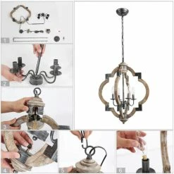 Outlet 🤩 The Gray Barn Hester Gulch Farmhouse Distressed Wood 4-Light Foyer Chandelier Kithcen Island Pendant - W19.7"x H24.6" 🎁 -The Gray Barn Shop unnamed file 5813