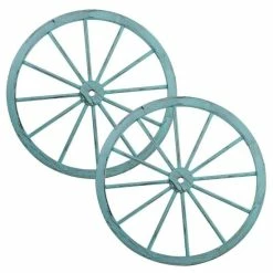 Outlet ✨ The Gray Barn Zephyr Grange Wooden Wagon Wheel With Antique Blue Finish (Set Of 2) ❤️