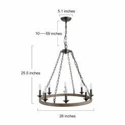 Best Pirce 😀 The Gray Barn Modern Farmhouse Wagon Wheel 8-light Chandelier - W26"x H25.5" ✔️ -The Gray Barn Shop unnamed file 5976