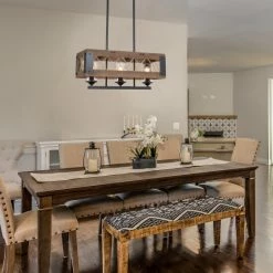 Best Pirce 👏 The Gray Barn 3-light Rectangle Box Distressed Wood Chandelier Pendant - 23.5"x 10.25"x 50.4" 😉