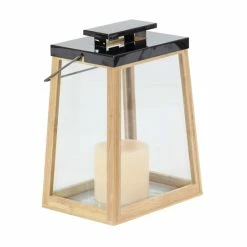 Buy 🧨 The Gray Barn Coconut Grove Trapezoidal Wood And Stainless Steel Lantern 👍