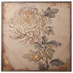 Budget 🥰 The Gray Barn Hand Embellished Chrysanthemum Print Wall Art On Framed Linen 👏