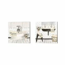 New 🌟 The Gray Barn Tara Reed 'Farmhouse Bath Tub' Canvas Art (Set Of 2) 🛒