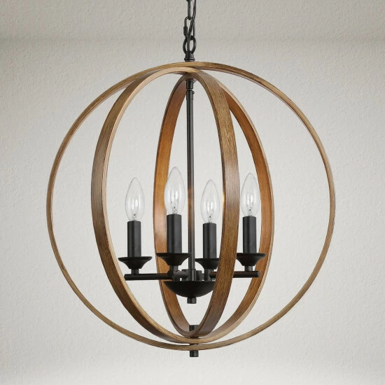 Flash Sale π The Gray Barn Farmhouse 4-Light Globe Wood Grain Candle Chandelier 𧨠9 Flash Sale π The Gray Barn Farmhouse 4-Light Globe Wood Grain Candle Chandelier 𧨠- Image 7