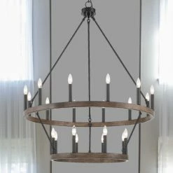 Coupon ⌛ The Gray Barn Highclere Farmhouse 20-light Wagon Wheel Chandelier - 40"x40"x 47.83" Classic Black/contemporary Brass Dust 😉 -The Gray Barn Shop unnamed file 71