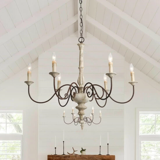 Outlet π€© The Gray Barn 6-Light Modern Farmhouse 37" Wood Classic Candle Chandelier For Dining Room β 3 Outlet π€© The Gray Barn 6-Light Modern Farmhouse 37" Wood Classic Candle Chandelier For Dining Room β