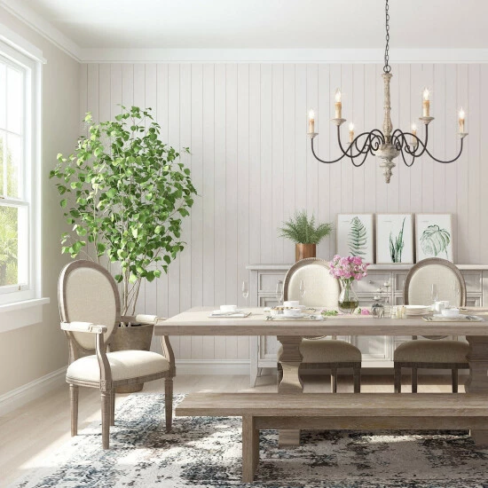 Outlet π€© The Gray Barn 6-Light Modern Farmhouse 37" Wood Classic Candle Chandelier For Dining Room β 6 Outlet π€© The Gray Barn 6-Light Modern Farmhouse 37" Wood Classic Candle Chandelier For Dining Room β - Image 4