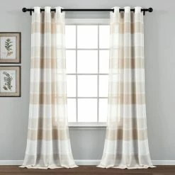 Best reviews of 🔥 The Gray Barn Done Roamin Textured Stripe Sheer Window Curtain Panel Pair - 84" X 38" - 84" X 38" Beige ⌛